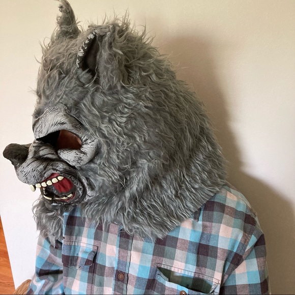 Halloween Snarling Grey Werewolf Mask OSFM - Picture 3 of 4